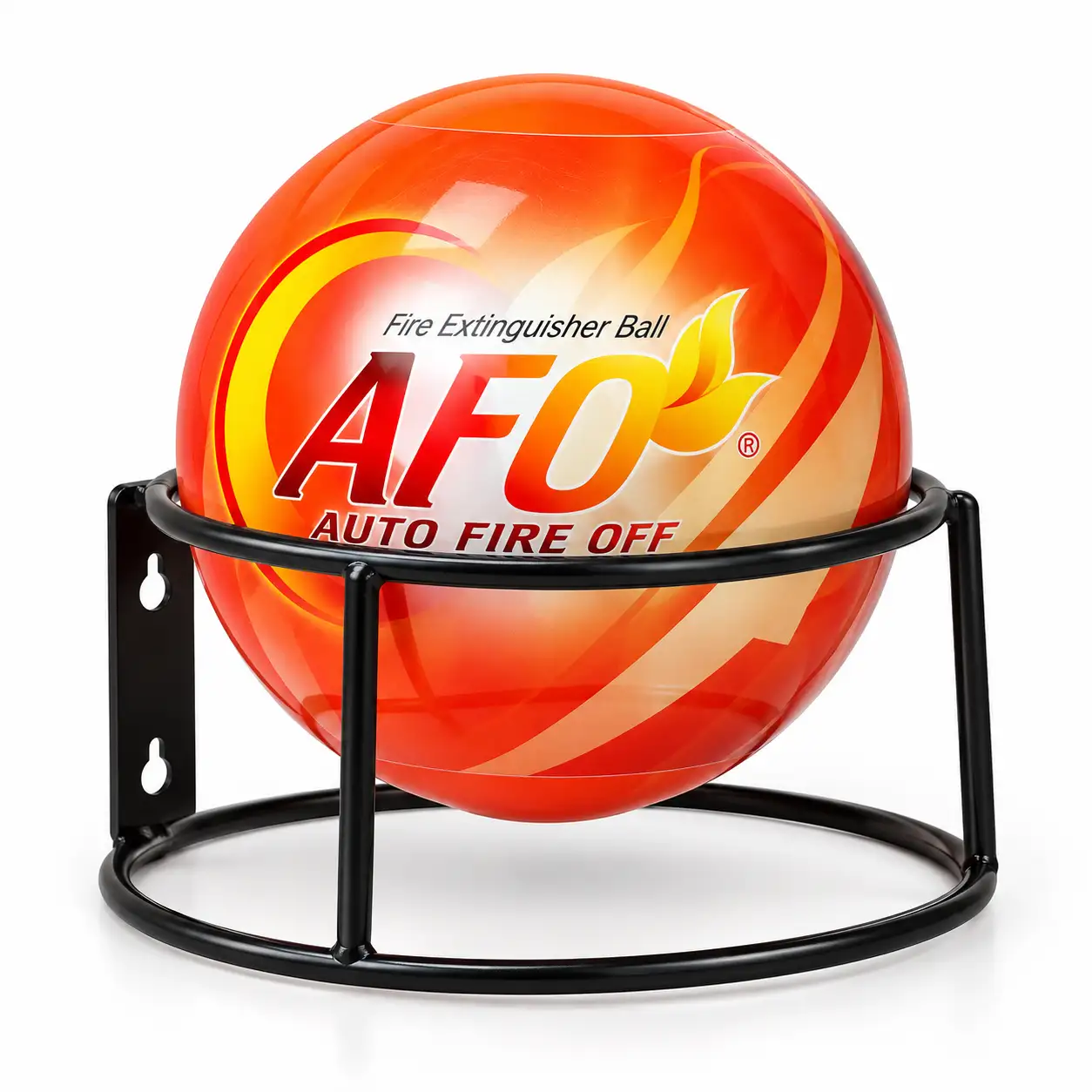 Fire Extinguisher Ball with Mounting Stand | AFO AFO fire extinguisher ball in black metal mounting stand